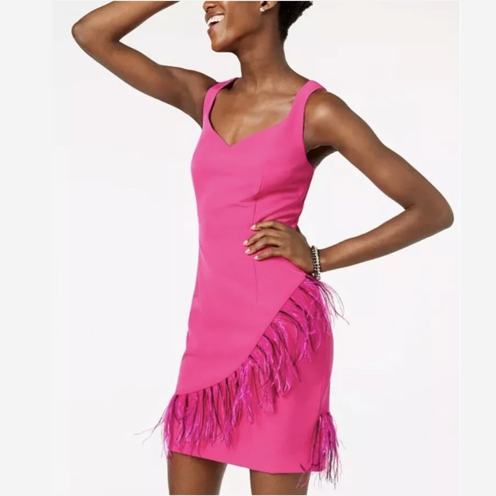 NWT Laundry Feather Trim Cocktail Pink Dress Size4